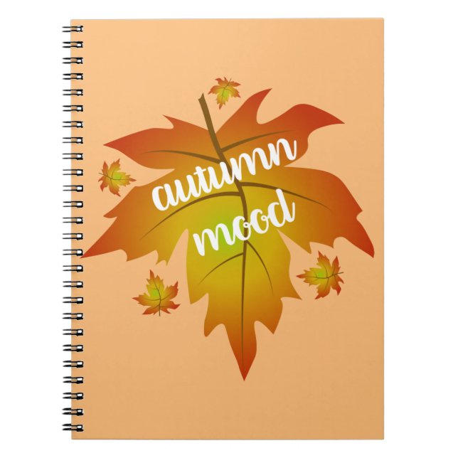 Autumn mood typography maple leaves  notebook (Front)