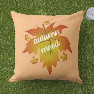 Autumn mood typography maple leaves outdoor pillow