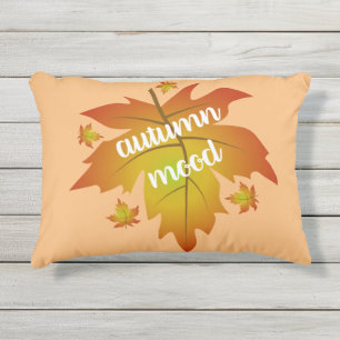 Autumn mood typography maple leaves outdoor pillow