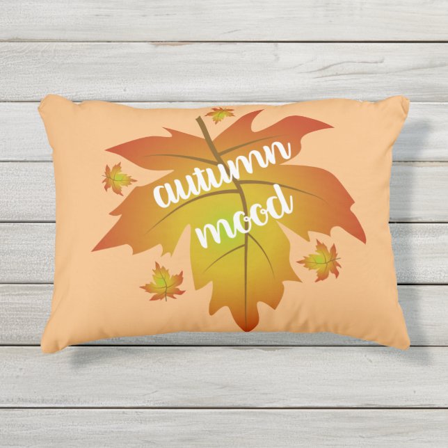 Autumn mood typography maple leaves   outdoor pillow (Front)