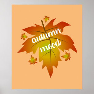 Autumn mood typography maple leaves poster