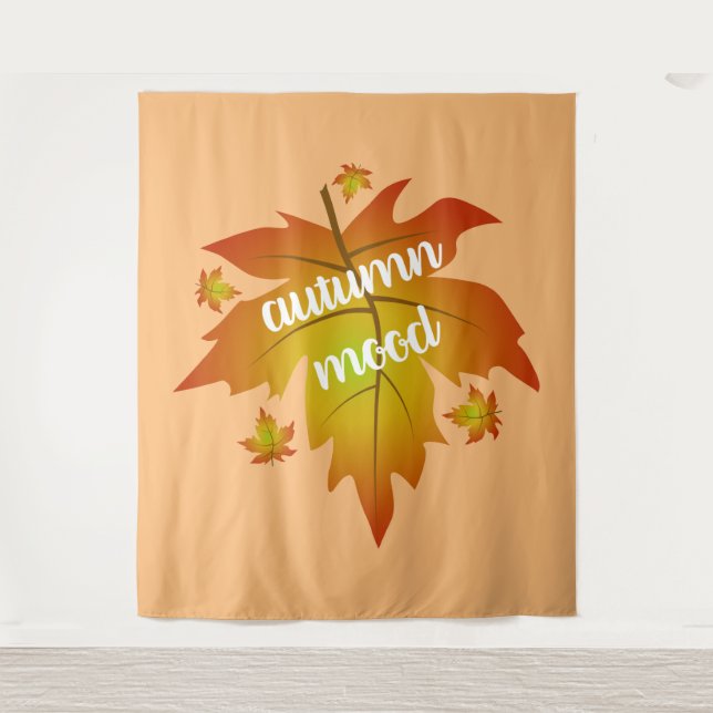 Autumn mood typography maple leaves   tapestry (Front)