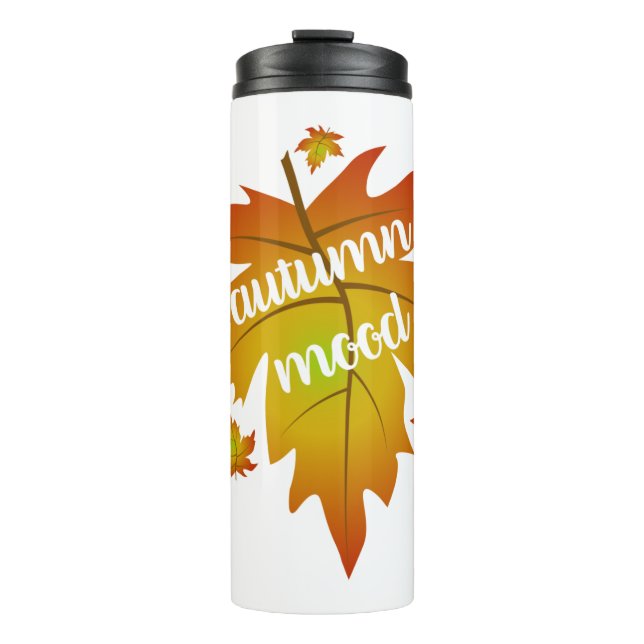 Autumn mood typography maple leaves  thermal tumbler (Front)