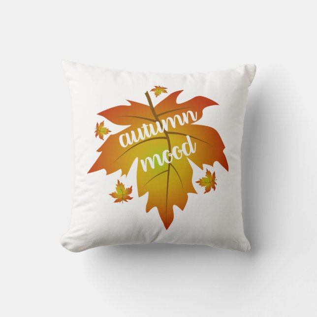 Autumn mood typography maple leaves   throw pillow (Front)