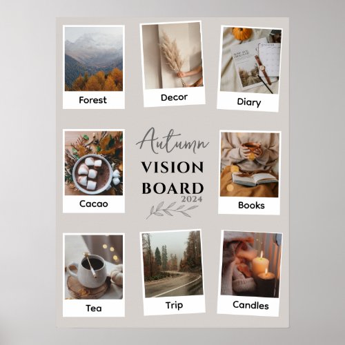 Autumn Moodboard Photo Collage Vision Board Poster