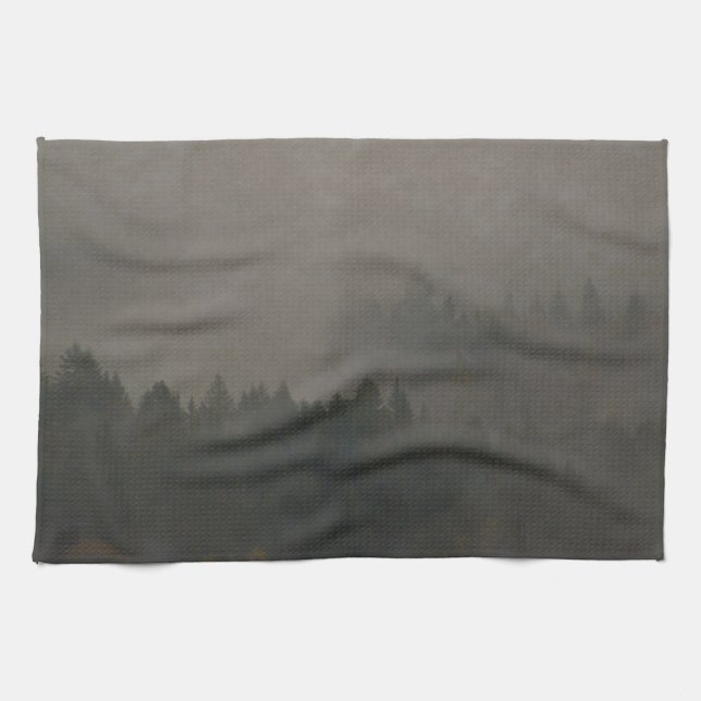 Autumn Moods Misty Forest Photo Art Nature Scene Towel (Horizontal)
