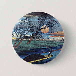 Autumn Moon at Seba, Hiroshige Pinback Button
