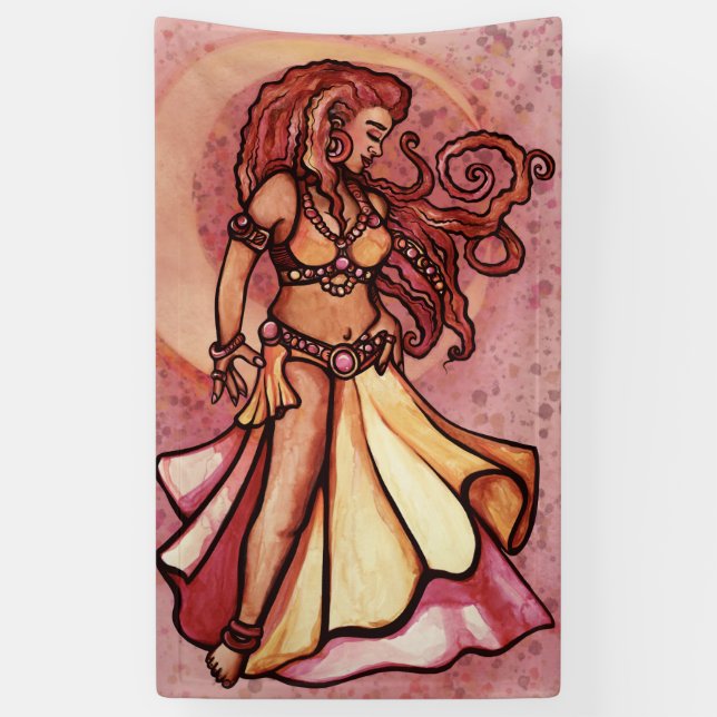 Autumn Moon Belly Dancer Goddess Banner (Vertical)