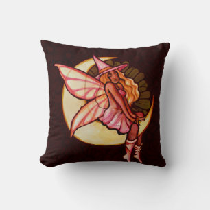 Autumn Moon Fairy Witch Daisy Artwork MoonChild Throw Pillow