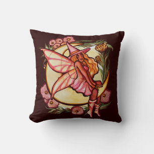 Autumn Moon Fairy Witch Fall Fairies               Throw Pillow
