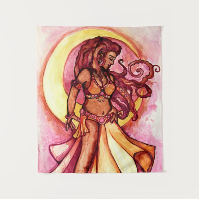 Autumn Moon Goddess Belly Dancer Tapestry (Front)
