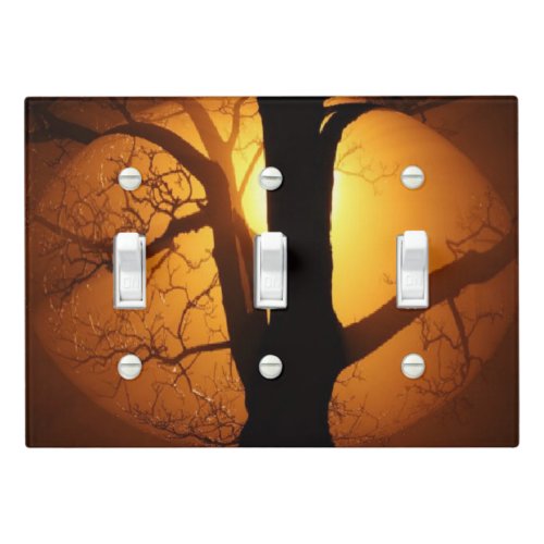 Autumn Moon Shining Through the Tree Fish Eye View Light Switch Cover