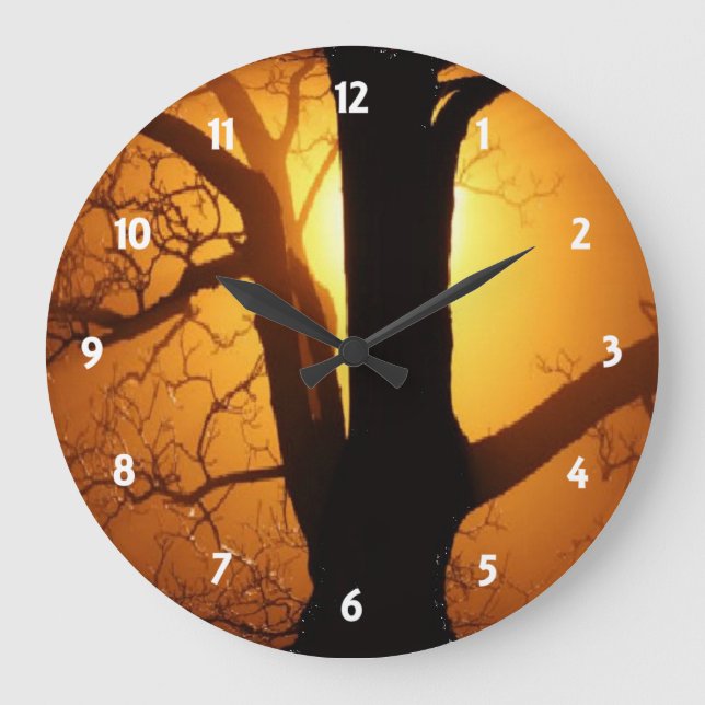 Autumn Moon Shining Through the Tree Wall Clock (Front)
