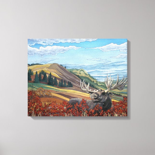 Autumn Moose Landscape Painting Art Prints (Front)