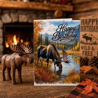 Autumn Moose Rustic Fall Wildlife Birthday