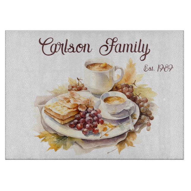 Autumn Morning Breakfast Cutting Board (Front)