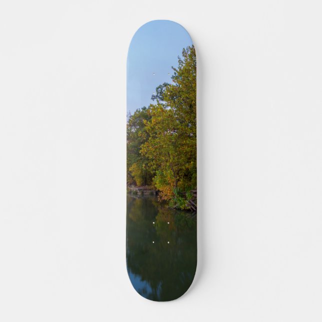 Autumn Morning Lake Springfield Skateboard Deck (Front)