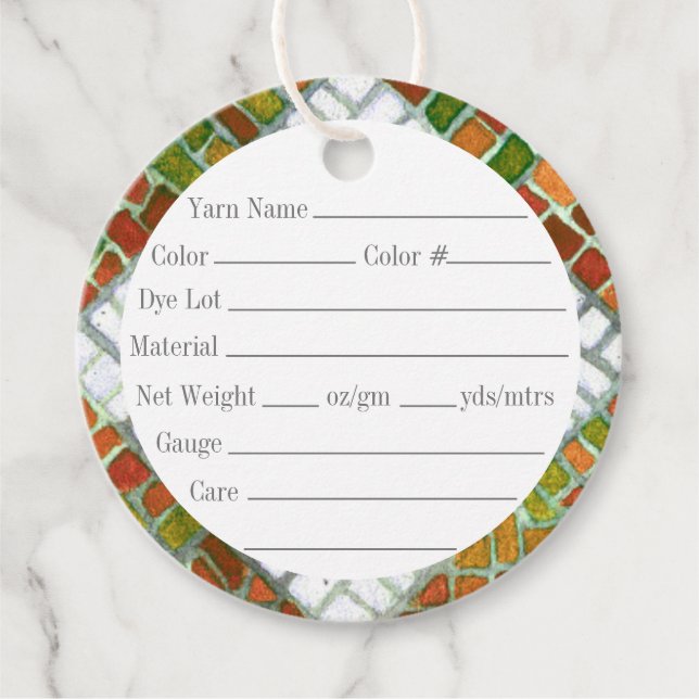 AUTUMN MOSAIC 2" Round Yarn Tags (Front)