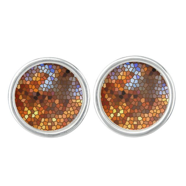 Autumn Mosaic Abstract Cuff Links (Front)