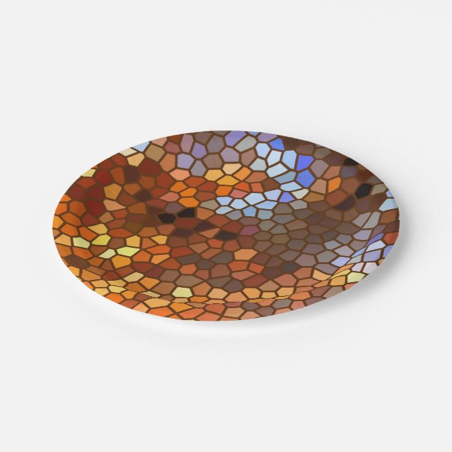 Autumn Mosaic Abstract Paper Plates (Angled)