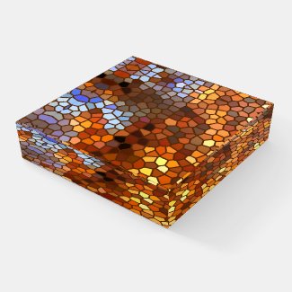 Autumn Mosaic Abstract Pattern Glass Paperweight