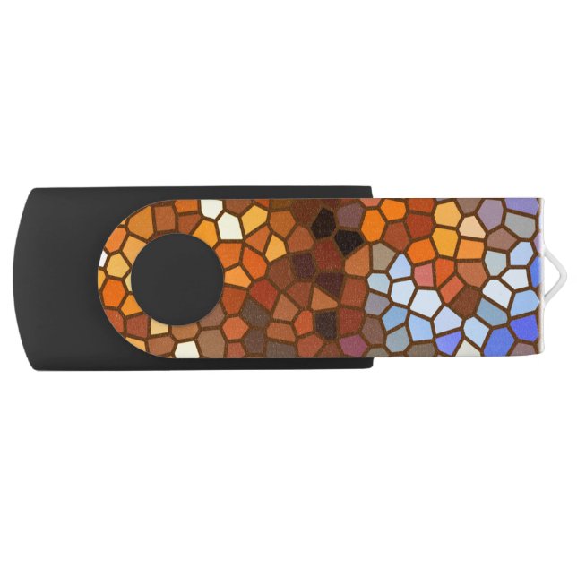 Autumn Mosaic Abstract Swivel USB 2.0 Flash Drive (Front)