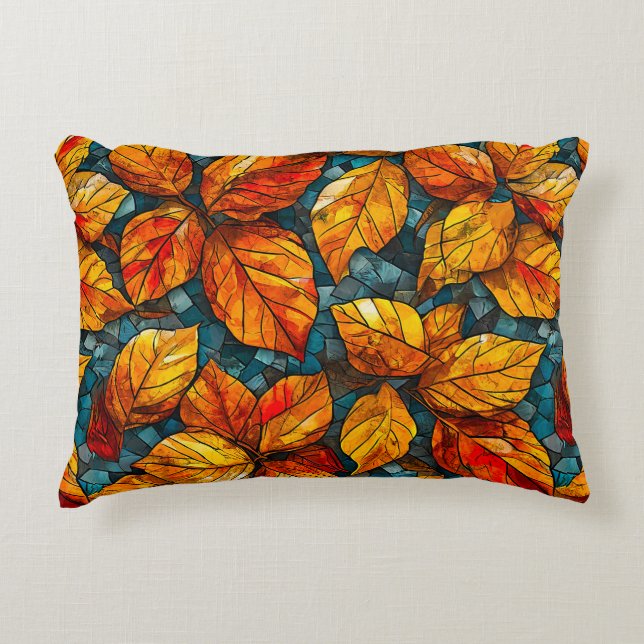 Autumn mosaic pattern accent pillow (Front)