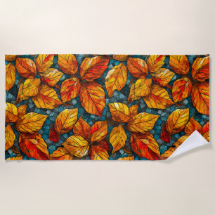 Autumn mosaic pattern beach towel