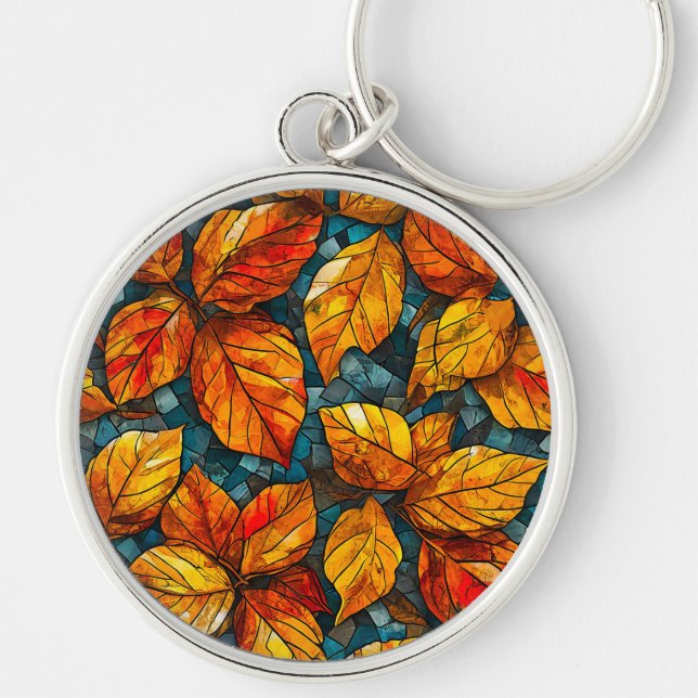 Autumn mosaic pattern keychain (Front)