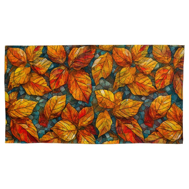 Autumn mosaic pattern pillow case (Front)