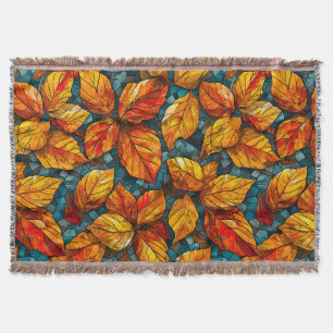 Autumn mosaic pattern throw blanket