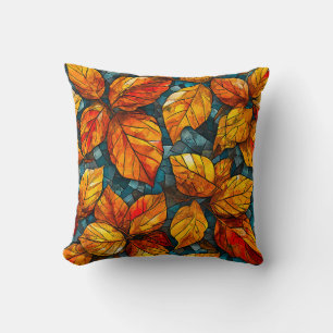 Autumn mosaic pattern throw pillow
