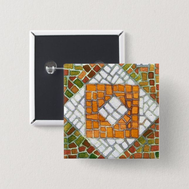 AUTUMN MOSAIC Square Pin Button (Front & Back)