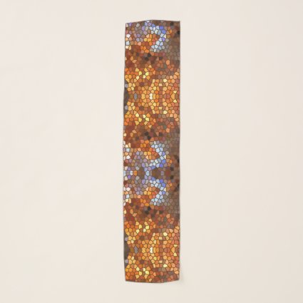 Autumn Mosaic Tile Abstract Pattern  Chiffon Scarf