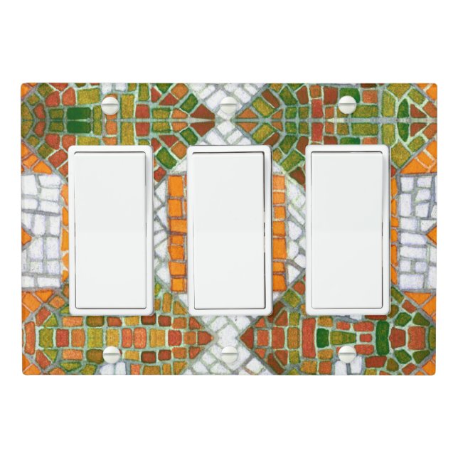 AUTUMN MOSAIC Triple Rocker Light Switch Cover (In Situ)