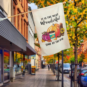Autumn Most Wonderful Time of the Year House Flag