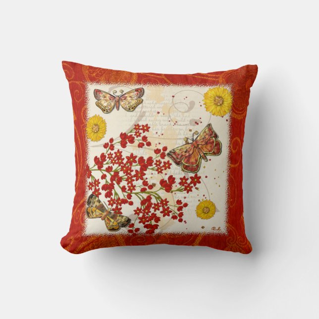Autumn Moth Musings 3D Jeweled Throw Pillow (Front)