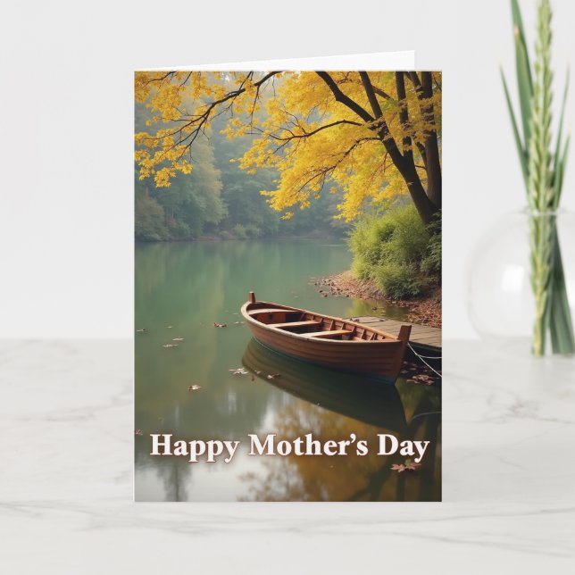 Autumn Mothers Day Lake Boat Card (Front)