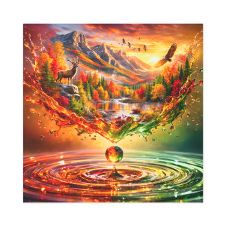 Autumn Mountain Liquid Splash Metal Print