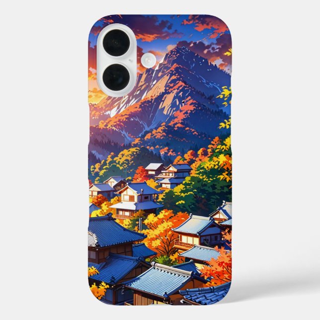 Autumn Mountain Village Case-Mate iPhone Case (Back)