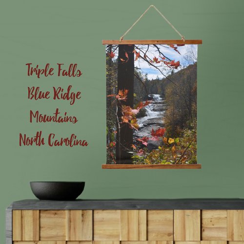 Autumn Mountain Waterfalls Triple Falls NC Hanging Tapestry