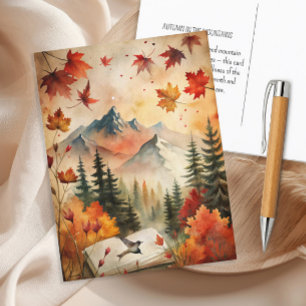 Autumn Mountains Fall Leaves Vintage Nature Postcard