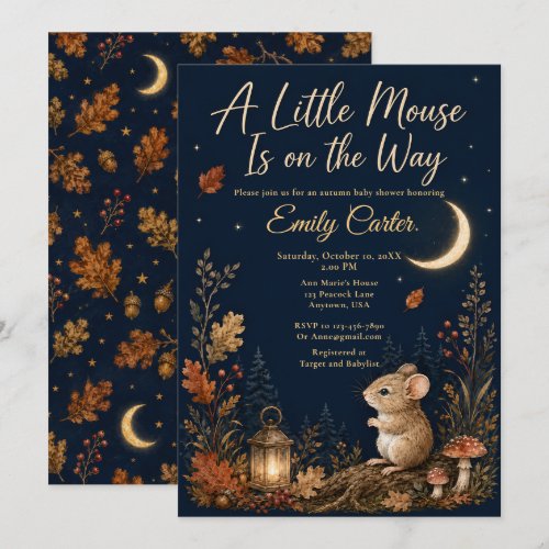 Autumn Mouse Baby Shower Invitation
