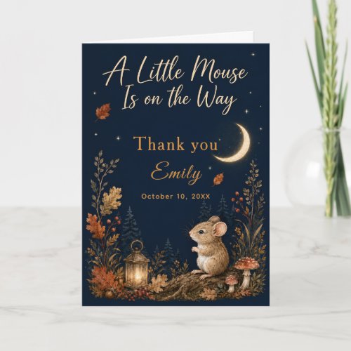Autumn Mouse Baby Shower Thank You Card