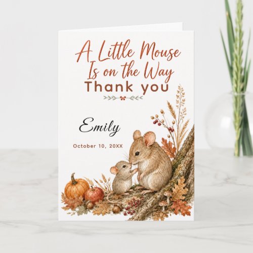Autumn Mouse Baby Shower Thank You Card