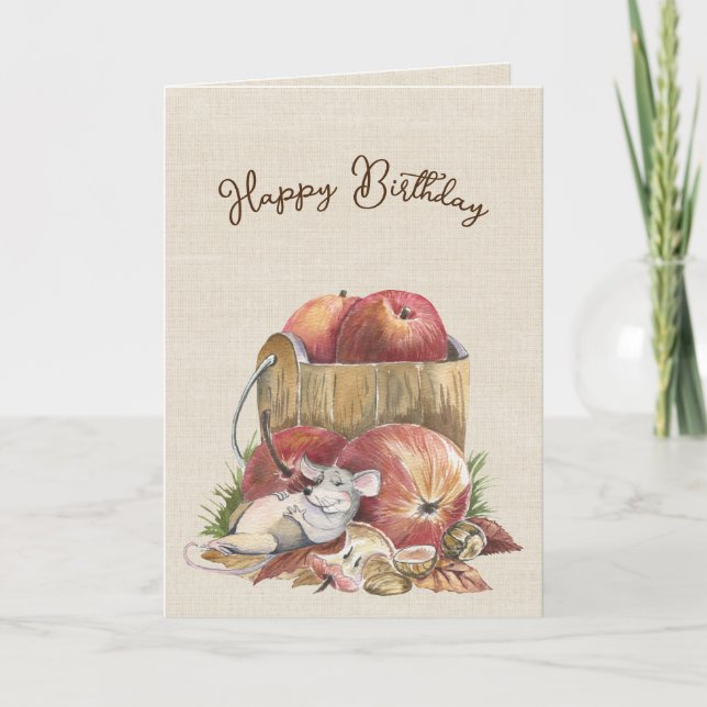 Autumn Mouse Birthday Humor Card (Front)