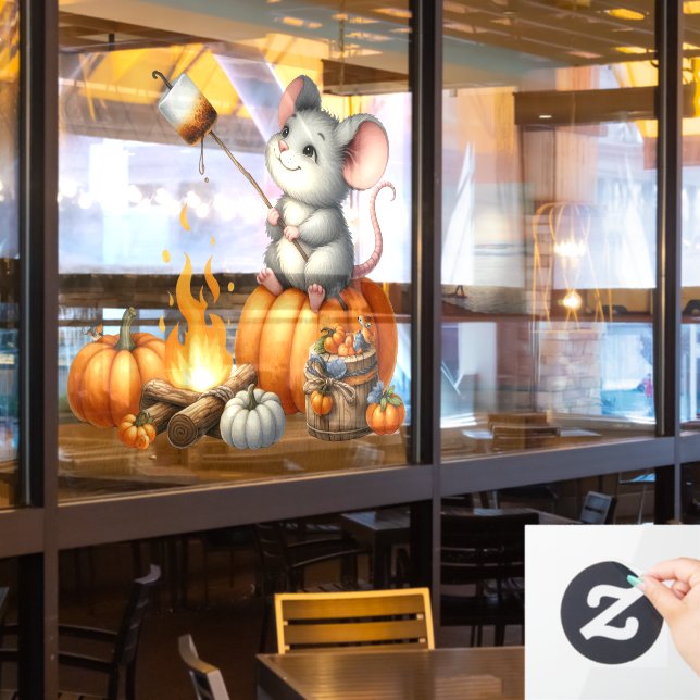 Autumn Mouse Window Cling (Restaurant Window)