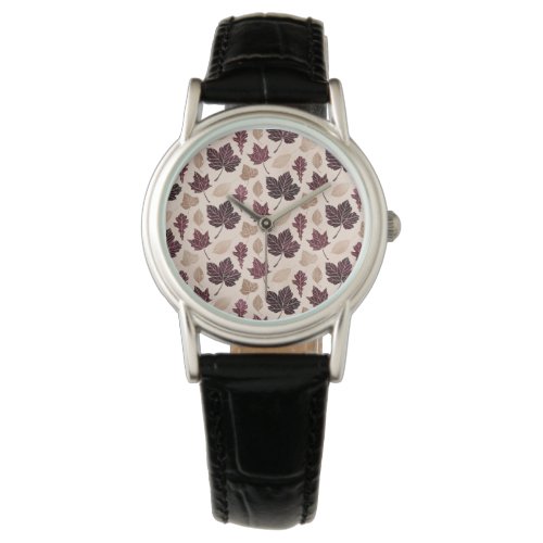 Autumn multicolored leaves pattern watch