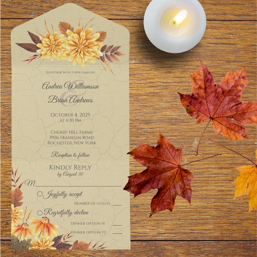 Autumn Mums with Foliage  All In One Invitation