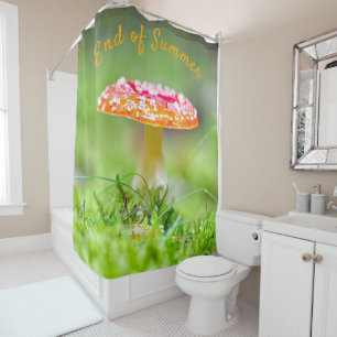 Autumn mushroom End of summer red green photo Shower Curtain
